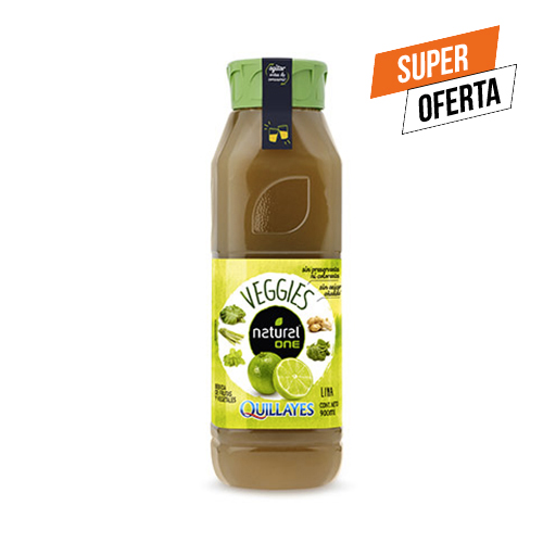 Jugo Veggie Lima de Quillayes, producto chileno elaborado con ingredientes 100% naturales y sin azúcar añadida. Contiene lima, manzana, pepino y espinaca.