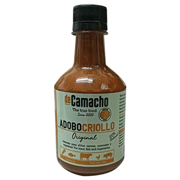 Adobo Criollo de Camacho, especial para adobar carnes (vacuno, cerdo y pollo). Recomendado para adobar costillas y llevarlo a la parrilla, horno o sartén.