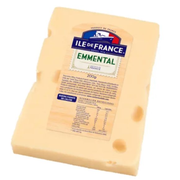 Queso emmental de Ile de France, un queso semiduro con los famosos ojos redondos y brillantes, de sabor suave y nogado.