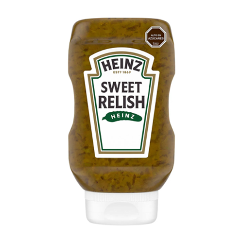 Sweet Relish de Heinz, es una deliciosa mezcla de pepinillos con sabor agridulce. Perfecto para acompañar tacos, ensaladas, sándwich y completos