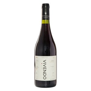 Vino Vivendo Pinot Noir con notas de cereza negra, ciruela, frutos del bosque con un dejo herbal y mineral.